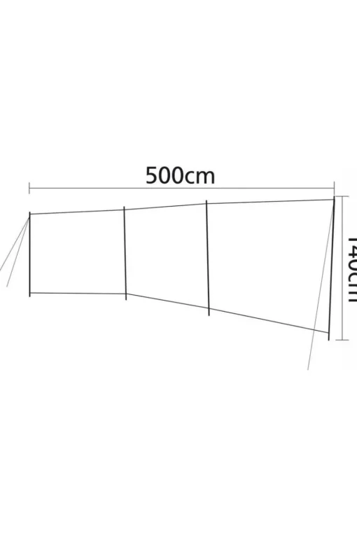 Bo-Camp Voortent Windscherm - Dennis - Met raam - 3-Vaks - 5x1,4 Meter