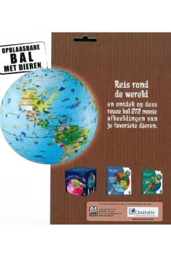 Caly Toys Opblaasbare wereldbol 50 cm dieren maxi