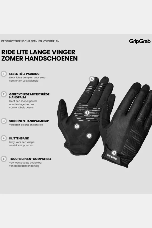 GripGrab Handschoenen Gripgrab Ride Rc Lite Padded Full Finger Summer Gl