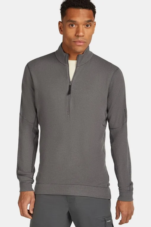 icebreaker Fleece M Mer 260 Waffle Knit Wander Ls Half Zip