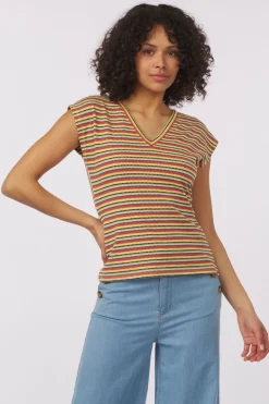 King Louie T-Shirt Double V Top Beebop Stripe
