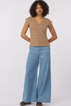King Louie T-Shirt Double V Top Beebop Stripe