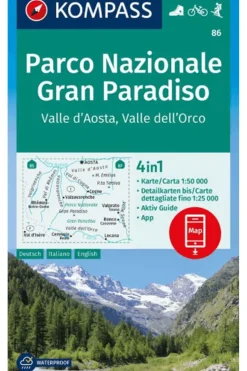 KOMPASS Boek Gran Paradiso Np 86 Gps Wp Kompass Valle D' Aosta D/I/E +Ag
