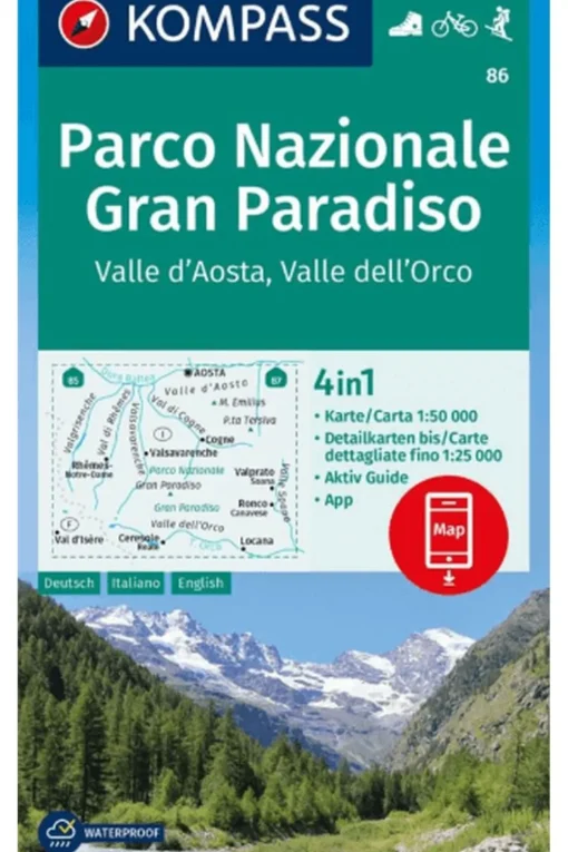 KOMPASS Boek Gran Paradiso Np 86 Gps Wp Kompass Valle D' Aosta D/I/E +Ag