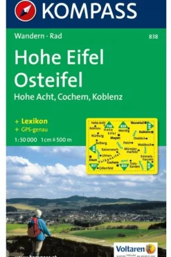 KOMPASS Book XKOM Hohe-Eifel-838 GPS Osteifel,Hohe Acht,Cochem, Kobl.-UITV.