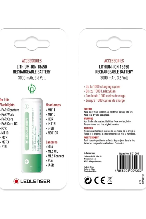 Ledlenser Oplaadbare batterij 18650 li-ion 3,6V / 3000 mAh
