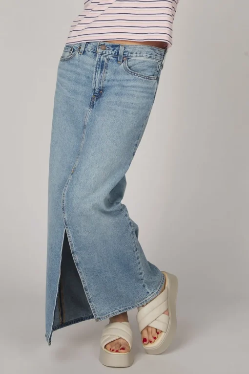 Levi's Rok Ankle Column Skirt Med Indigo - Worn In