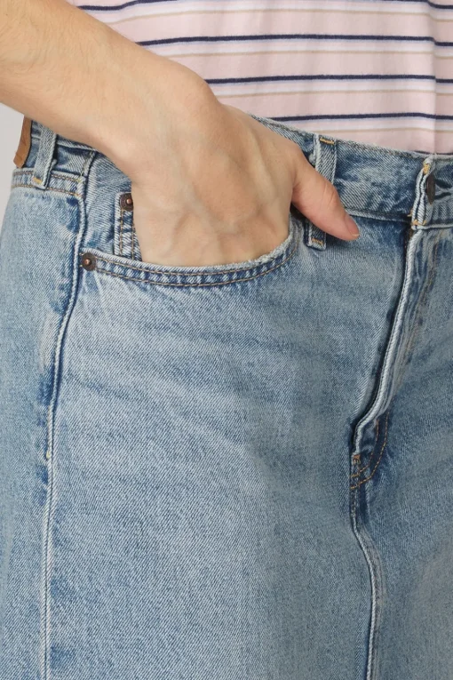 Levi's Rok Ankle Column Skirt Med Indigo - Worn In