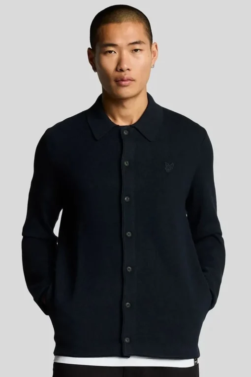 Lyle & Scott Polo Tipped Knitted Open Collar Tonal