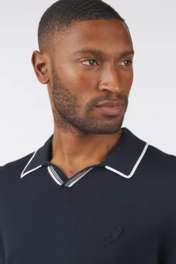 Lyle & Scott Polo Tipped Knitted Open Collar Tonal