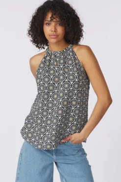 Marc O'Polo Blouse Woven Top, Flared Shape, Bow At Back, Print