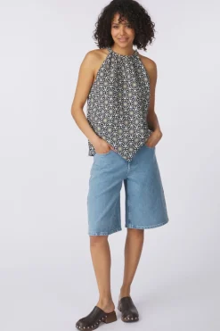 Marc O'Polo Blouse Woven Top, Flared Shape, Bow At Back, Print