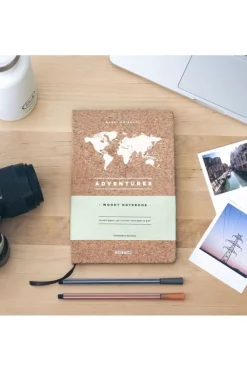 MISS WOOD Woody notebook kurk A5 World map Adventures