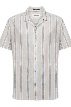 No Excess Hemd Shirt Dobby Vertical Stripe With Linen