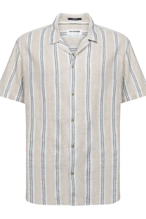 No Excess Hemd Shirt Dobby Vertical Stripe With Linen