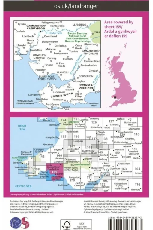 Ordnance Survey Swansea / Gower landr 159