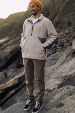 Passenger Clothing ltd Fleece Mens Muse Polar Lined Sherpa 1/4 Zip