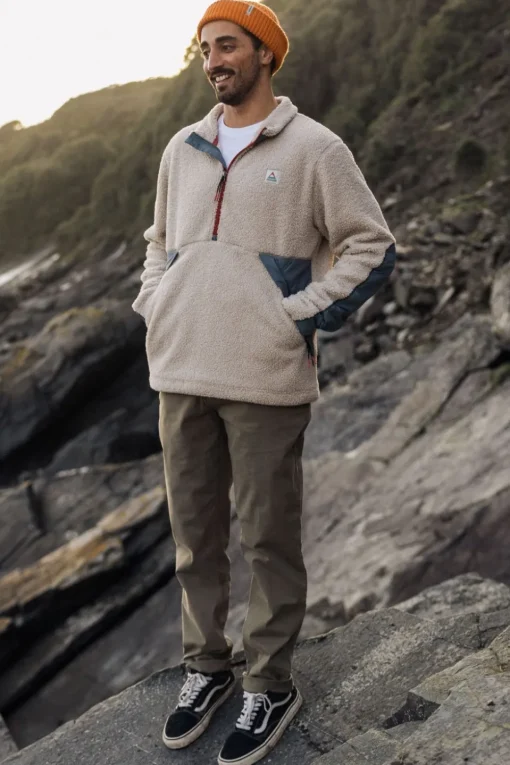 Passenger Clothing ltd Fleece Mens Muse Polar Lined Sherpa 1/4 Zip