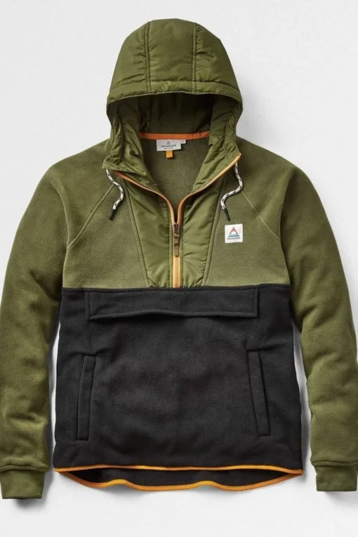 Passenger Clothing ltd Fleece Woodland Hooded 1/2 Zip Recycled Polar