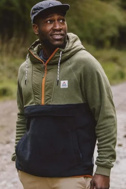 Passenger Clothing ltd Fleece Woodland Hooded 1/2 Zip Recycled Polar