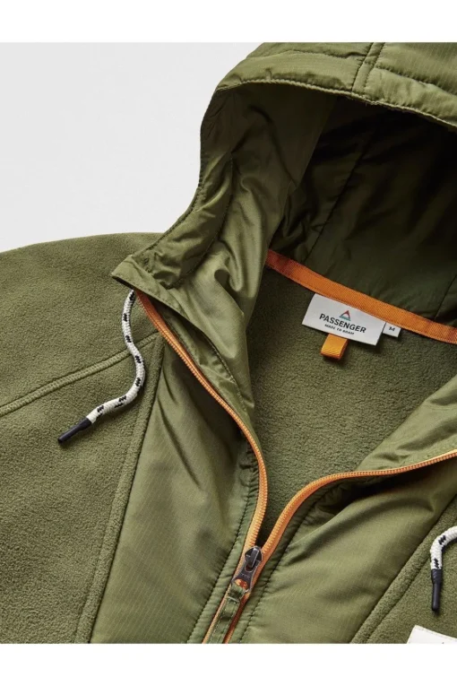 Passenger Clothing ltd Fleece Woodland Hooded 1/2 Zip Recycled Polar