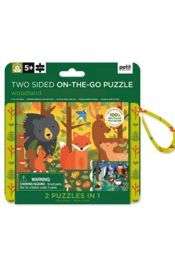 Petit Collage Speelgoed Two Sided On-The-Go Puzzle Woodland