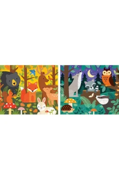 Petit Collage Speelgoed Two Sided On-The-Go Puzzle Woodland
