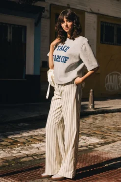 Pom Amsterdam Broek Striped Cream