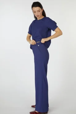 Pom Amsterdam Broek Wide Leg Sapphire Blue