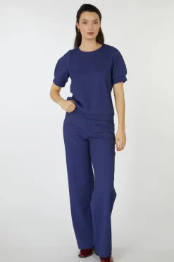 Pom Amsterdam Broek Wide Leg Sapphire Blue