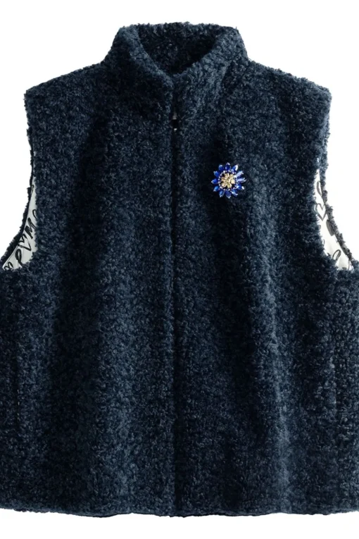 Pom Amsterdam Gilet Teddy Love Navy
