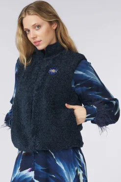 Pom Amsterdam Gilet Teddy Love Navy