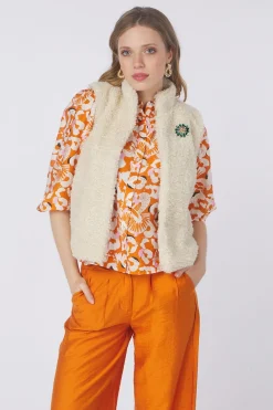 Pom Amsterdam Gilet Teddy Love Ecru