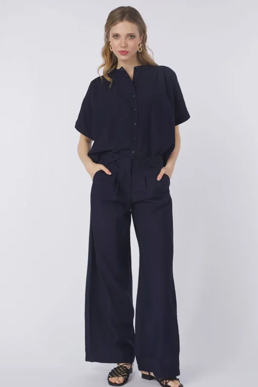 Pom Amsterdam Hemd Deep Dark Blue