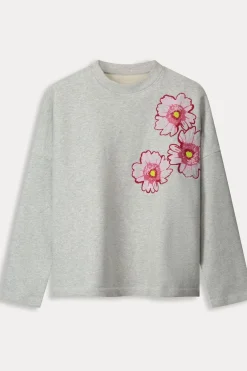 Pom Amsterdam Trui Floral Grey Melange