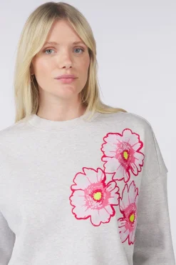 Pom Amsterdam Trui Floral Grey Melange