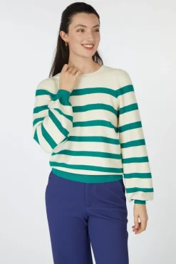 Pom Amsterdam Trui Striped Fresh Green