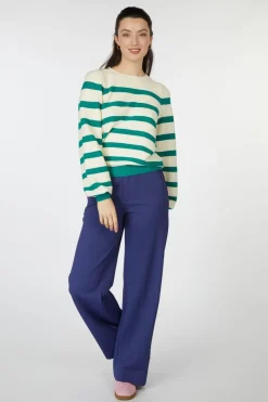 Pom Amsterdam Trui Striped Fresh Green