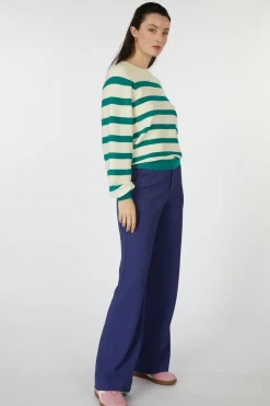 Pom Amsterdam Trui Striped Fresh Green