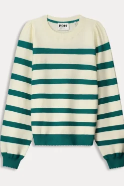 Pom Amsterdam Trui Striped Fresh Green