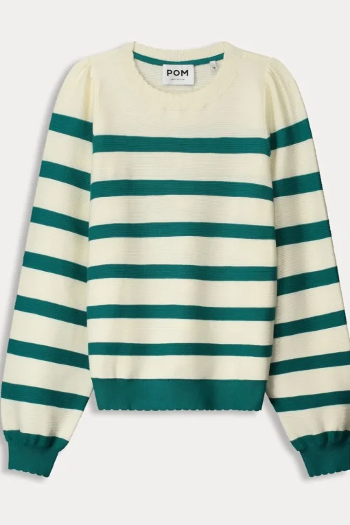 Pom Amsterdam Trui Striped Fresh Green