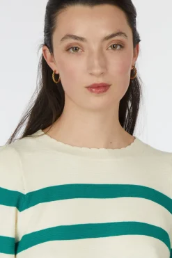 Pom Amsterdam Trui Striped Fresh Green