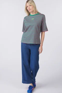 Pom Amsterdam T-Shirt Striped Pink Green