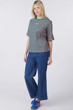 Pom Amsterdam T-Shirt Striped Pink Green