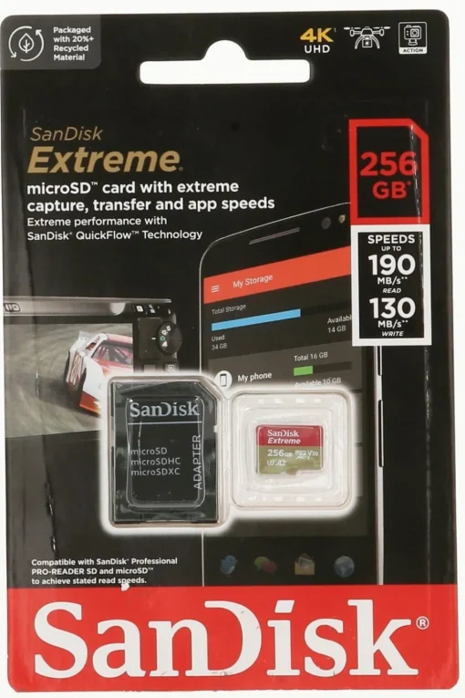 Sandisk Accessoire Microsdxc Extreme 256Gb 190/130 Mb/S - A2 - V30 -