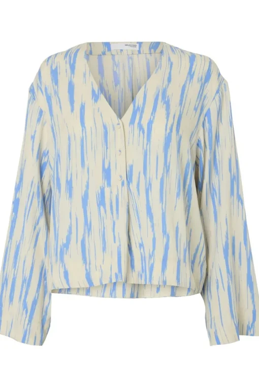 Selected Blouse Baela Ls Aop V-Neck Top B