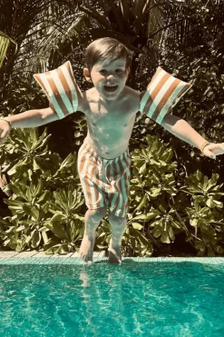 Swim Essentials Zwemarmbandjes -  Yellow Striped - Inflatable Swimming Armbands 2-6