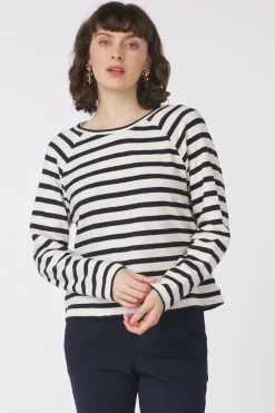 Tom Tailor Trui Striped Boxy T-Shirt With Buttons