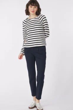 Tom Tailor Trui Striped Boxy T-Shirt With Buttons
