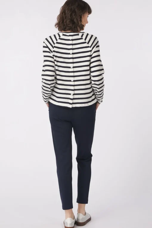 Tom Tailor Trui Striped Boxy T-Shirt With Buttons